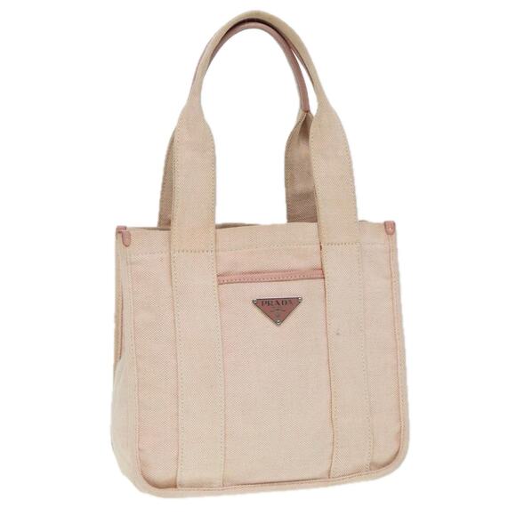 PRADA Hand Bag Canvas Pink Silver - Picture 1 of 9